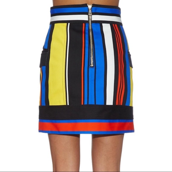 Authentic Balmain Multicoloured Stripe Denim Mini Skirt - Picture 4 of 10